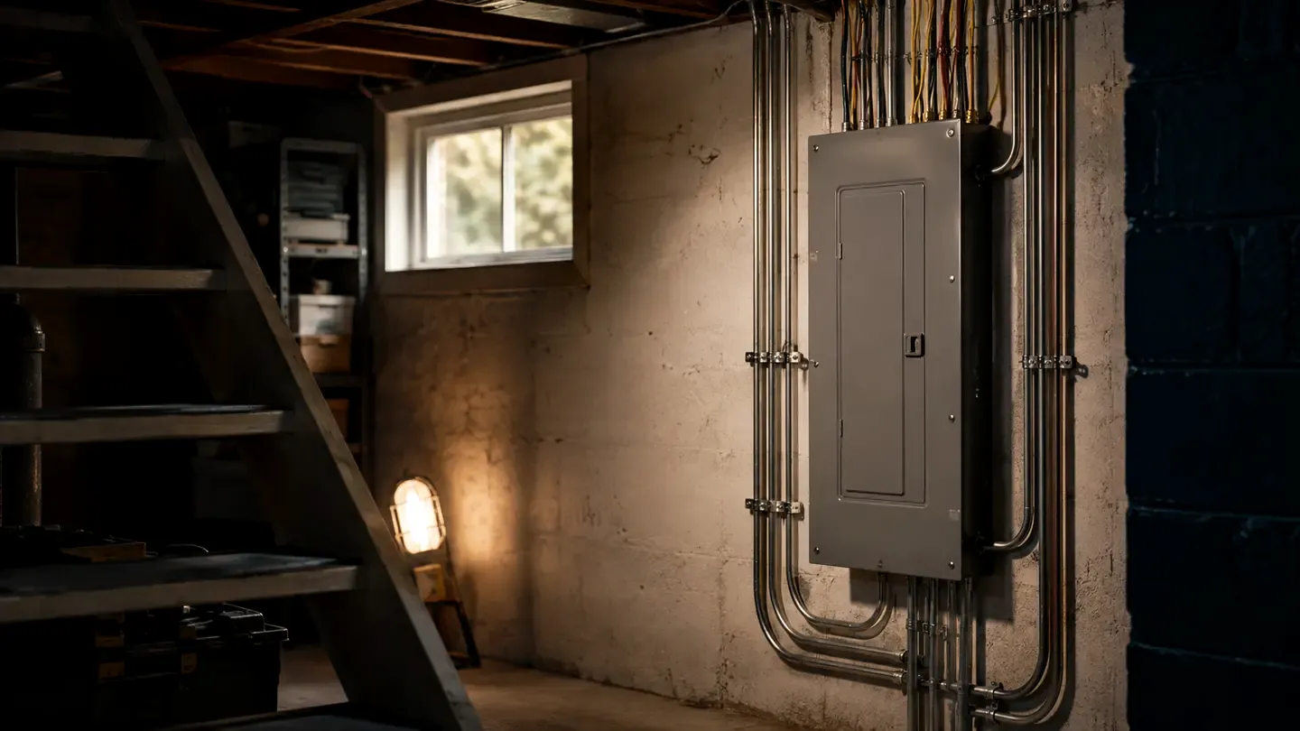 Neatly installed residential electrical service panel